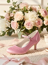 economico Madre della Sposa/Sposo-Mary Jane in raso blu navy da donna: eleganti scarpe da sposa con borchie di cristalli e tacco a gattino per la madre della sposa, cerimonie in chiesa ed eventi formali