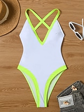 رخيصةأون قطعة واحدة-نسائي ملابس السباحة قطعة واحدة ملابس السباحة قطعة واحدة بملابس داخلية بقع بدون ظهر العطلة ملابس الشاطئ ألوان متناوبة يغرق بدون كم بدلة سباحة