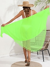 tanie Spódnica kopertowa-Kostium kąpielowy damski okrycie wierzchnie owinięcie frędzle wakacyjne wdzianko plażowe jednolity kolor bez rękawów kostiumy kąpielowe