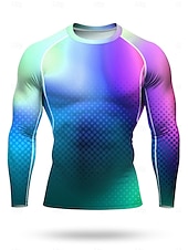 رخيصةأون تي شيرتات وبلوزات بدون أكمام للجري-رجالي للجنسين هندسي التدرج تيشيرت للجري قميص رياضي قميص اللياقة البدنية قميص تجريب قميص الجري الصيف الربيع الخريف الشتاء كم طويل UPF 50