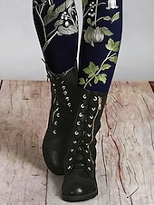 preiswerte -Damen Leggings Gemütliche Leggings Urlaub Vintage Lässig Volle Länge Hohe Taille Blumen Grafik Drucken Komfort Bequem Dehnbar Lässig Täglich Urlaub Schwarz Frühling Herbst Schmale Passform