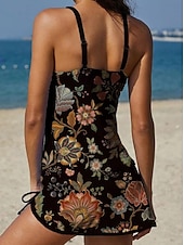 abordables Tankinis-Mujer Bañadores Tankini Falda Traje de baño Elegante Vacaciones Floral Graphic Sin Mangas Trajes de baño