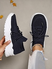 ieftine Pantofi de dama-Teniși verzi Flyknit pentru femei - pantofi casual confortabili cu design șireturi, ideali pentru evenimente de Ziua Sfântului Patrick, plimbări zilnice, comisioane în aer liber și întâlniri casual