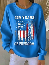  Maglione blu con grafica patriottica per il Giorno dell'Indipendenza anniversario americano maniche lunghe collo rotondo casual stampa casa e strada classico rosso nero primavera autunno inverno