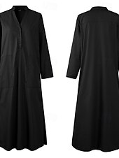 Недорогие Основные искусственные платья-Жен. длинное платье платье макси Искусственный хлопок и лен Платье прямого кроя Повседневное платье Элегантный стиль Мода Современное Повседневные Отпуск На выход Свободное облегание