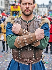 preiswerte Herrenhandschuhe-Männer Multi-Farben Kunstleder Armstulpen - mehrfarbiges Accessoire für Karneval Maskenball und Themenpartys