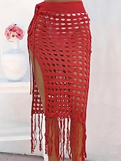 abordables Falda cruzada-Mujer Bañadores Tapadera Vestido de Baño Falda Traje de baño Cortado Vacaciones Ropa de playa Color sólido Sin Mangas Trajes de baño