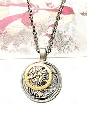 preiswerte Zubehör-Männern Steampunk Zahnrad Anhänger Halskette - Legierungs-Metallkostümschmuck in Gold- und Silber-Tönen - perfekt für Karneval Maskerade und Halloween