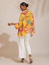 ieftine cămăși, topuri și bluze-cămașă scurtă boho paisley din șifon lejer