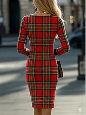 Χαμηλού Κόστους Ριγέ και γεωμετρικό φόρεμα-Γυναικεία Μίνι φόρεμα Κοντομάνικο φόρεμα Καθημερινό Ημιεπίσημα φορέματα Καθημερινά Γραφείο Κανονικό Γεωμετρικό Κυνηγόσκυλο Μακρυμάνικο Στρογγυλή Ψηλή Λαιμόκοψη