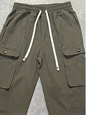 baratos Cargo Pants-Men's Cargo Pants Trousers Baggy Pants Drawstring Elastic Waist Multi Pocket Solid Color Windproof Comfort Knee Length Daily Outdoor Holiday Vacation Streetwear Army Green Apricot Inelastic
