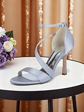 baratos noiva-Sandálias de noiva elegantes com tiras finas e salto agulha no tornozelo, sapatos de casamento de salto alto com bico aberto para noivas, salto minimalista branco para cerimônia.