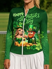  Svatý Patrik Dámské Trávová zelená Cvičební košile Tenisové tričko Stylové Potisk Ochrana proti UV záření Elastický Tenis Pickleball Běh Vrchní část oděvu Zelená Oblečení na tenis