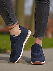 economico Sneakers da donna-Sneakers da jogging classiche retrò beige da donna – scarpe da passeggio casual basse con lacci e suola antiscivolo per l'uso quotidiano, la scuola e i viaggi