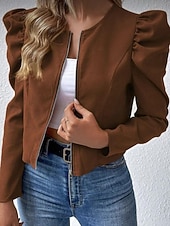 economico giacche casual-Per donna Giacca Casual Confortevole Traspirante Cerniera Casual Tinta unica Vacanza Streetwear Abbigliamento quotidiano Uscire Cerniera Corto Girocollo Vestibilità regolare Manica Lunga Capispalla