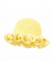 お買い得  アクセサリー-女性用クロシェラッフルバケットマルディグラハット – カーニバル、コスチュームパーティー、ボヘミアンシックスタイル用の多色レインボーニットフェスティバルキャップ