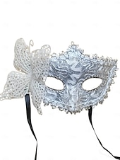 billiga Tillbehör-Damernas Lila Spetssmetande Fjärilsmaske Mardi Gras Mask med Blomdetaljer - Elegant Venetiansk Karneval Kostymtillbehör för Fester  Bollar