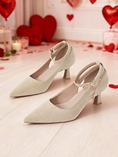 economico San Valentino-décolleté da donna con tacco a gattino e cinturino alla caviglia rosa – romantiche scarpe eleganti con punta a punta, dolce stile San Valentino per appuntamenti, feste e occasioni speciali