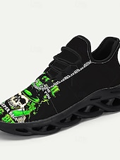  Pánské tenisky s potiskem lebky – unikátní zeleno-černý design s odolnou konstrukcí, ideální na Den svatého Patrika i na běžné nošení