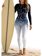 preiswerte One Pieces Rash Guards-Damen Standard Anti UV Shirt Ganzkörper-Bademode Diveskin-Anzug Farbverlauf Frontreißverschluss UPF50+ Schnelltrocknend Hohe Elastizität Langarm Bademode Surfen Kanufahren Tauchen Sommer