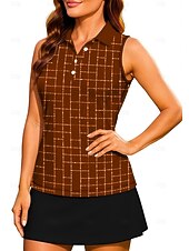 preiswerte Damenbluse-Damen Geometrisch Farbblock Kariert Karo Workout-Tanktop Shirt Sporthemd Golf-Poloshirt Ärmellos Sportlich UPF50+ UV-beständig Trainer Tanzen UV Schutz Pilates Cheerleader-Kostüme Volleyball