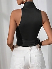 Недорогие Нарядные блузки-Жен. Блуза Открытая спина Полотняное плетение Стиль Секси Без рукавов НАЙКА НЕКО Обычные топы Праздники На выход Синий Черный Цвет шампанского Светло-зеленый Лиловый Лето Весна