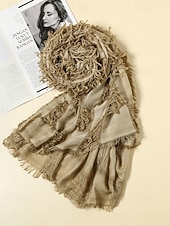 halpa Naisten huivit-Naisten puuvilla-pellavahuivi hapsutetuilla tupsuilla – boheemi tyyli, useita värejä, kevyt ja mukava arkeen ja vapaa-aikaan