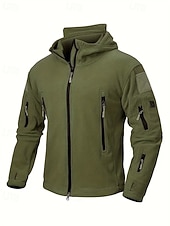 halpa Miesten takit-Miesten Fleecetakki Sotilaallinen takki Taktinen takki Päivittäin Loma Pidä lämpimänä Tasku Fleece Syystalvi Tavallinen Muoti Katutyyli Hupullinen Normaali Musta Khaki Armeijan vihreä Harmaa Jackets
