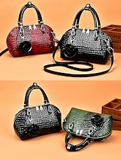 Недорогие Сумки с ручками сверху и шопперы-Женская сумка из искусственной кожи с рисунком крокодила, несколько цветов и вариантов ношения, модная и универсальная для повседневного использования.