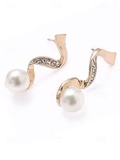 ieftine Nuntă ACC-Set de bijuterii pentru femei cu colier și cercei din perle artificiale, design elegant inspirat de șarpe, stil clasic de mireasă, pentru mirese, invitați la nuntă, petreceri de seară și banchete formale