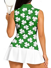 cheap Women's Shirt-St. Patrick Women's Clover Sport Shirt Golf Polo Shirt Tank Top Tennis Shirt Sleeveless Floral Buttons UPF50+ UV Resistant High Elasticity Moisture Wicking Breathable Volleyball Tennis Golf Collar