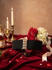 baratos Dia dos Namorados-cinto elástico feminino com fivela de metal vintage, cinto largo e elástico em várias cores, acessório para vestido de festa de Natal e presente