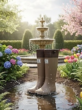 cheap Fashion Boots-Women's Foldable Green Rain Boots - Waterproof, Adjustable Cuff Garden Boots with Non-Slip Sole | Practical Casual Style for Gardening, Yard Work, Outdoor Errands &amp; Rainy-Day Walks