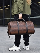 economico Borsoni da viaggio-Borsa da weekend da uomo in similpelle con motivo coccodrillo, tracolla regolabile, grande capacità, impermeabile, perfetta per gite del fine settimana e brevi viaggi di lavoro