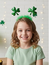  Diadema de trébol para el Día de San Patricio: diadema de trébol verde con purpurina y detalle de plumas para niños. &Adultos, accesorio para fiesta de disfraces de festival irlandés