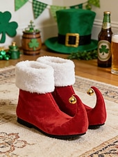  Zapatos de elfo para mujer del Día de San Patricio con diseño verde y detalle de campana: calzado festivo divertido para desfiles, festivales y fiestas de disfraces.