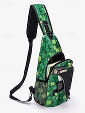  Bolso bandolera de poliéster para hombre, diseño de esmoquin del Día de San Patricio con estampados de tréboles y monedas, múltiples diseños, perfecto para celebraciones navideñas y uso diario.