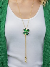 Недорогие День Святого Патрика-Женский кулон в виде зеленого клевера из сплава, трансформируемое ожерелье или брошь, идеально подходит для Дня Святого Патрика и для повседневной носки.