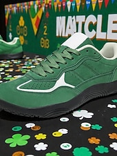 economico Scarpe da uomo-scarpe da ginnastica da uomo in pelle scamosciata verde, scarpe casual leggere e traspiranti con lacci e suola antiscivolo per camminare &amp;abbigliamento quotidiano, ideale per outfit sportivi e per le