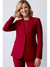 Недорогие Блейзеры и жилеты-Жен. Пиджак Офис Официальные Свадебный гость Эластичная ткань Элегантный стиль Длинный рукав Лацкан с тупым углом Однобортный крой