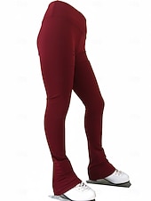 ieftine Pantaloni și colanți pentru patinaj artistic-pantaloni de patinaj artistic pentru femei, fete, bărbați, băieți, colanți de patinaj pe gheață, roz închis, negru, roz, spandex, fleece, elasticitate ridicată, antrenament, competiție, îmbrăcăminte de patinaj termică, caldă, clasică, lungă, gheață