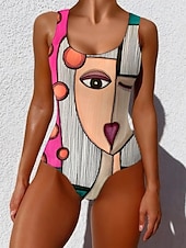 abordables Bañadores de una pieza-Bañador de una pieza para mujer monokini moldeador briefs control de abdomen cintura alta espalda descubierta vacaciones vintage gráfico degradado cuello en U sin mangas