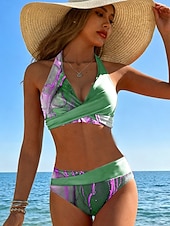 economico Bikini-Costume da bagno da donna Bikini 2 pezzi Cheeky Moda Vacanza Ombre Grafica V collo Senza maniche