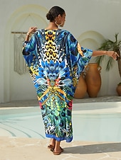preiswerte Lässiges Kleid mit Aufdruck-jungle wild party flowy chiffon leopard kaftan