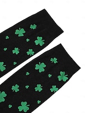 voordelige St. Patrick&amp;#39;s Day-Damessokken in St. Patrick's Day-groen, tot de knie, met klavertje vier – perfect voor feestelijke gelegenheden en de feestdagen.