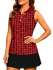 preiswerte Damenbluse-Damen Geometrisch Farbblock Kariert Karo Workout-Tanktop Shirt Sporthemd Golf-Poloshirt Ärmellos Sportlich UPF50+ UV-beständig Trainer Tanzen UV Schutz Pilates Cheerleader-Kostüme Volleyball