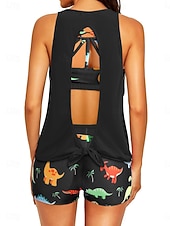 economico Tankini-Costume da bagno a tre pezzi da donna tankini con pantaloni controllo pancia vita alta slim schiena scoperta vacanza mare con grafica floreale scollatura a U senza maniche