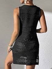 abordables Vestidos de playa-Mujer Bañadores Tapadera Vestido de Baño Traje de baño Cortado Vacaciones Ropa de playa Color sólido Escote en U Sin Mangas Trajes de baño