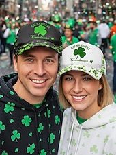 abordables Día de San Patricio-Gorra de poliéster para hombre, "Coordinador de Shenanigans" con estampado de trébol, varios colores, perfecta para el Día de San Patricio y para uso diario.
