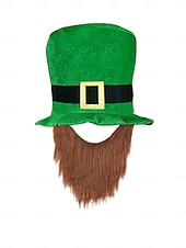  cappello da folletto per il giorno di San Patrizio da uomo – design a trifoglio verde con gambe a strisce, accessorio festoso e divertente per le celebrazioni